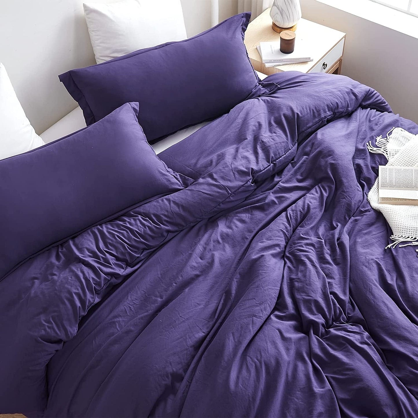 Natural Loft King Solid Duvet Cover Set