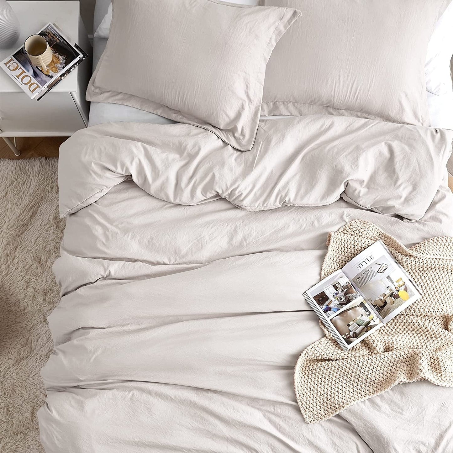 Natural Loft King Solid Duvet Cover Set