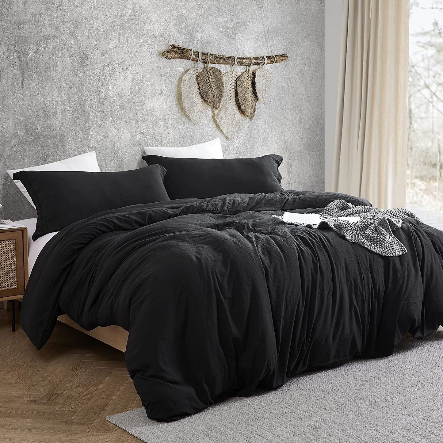 Natural Loft King Solid Duvet Cover Set