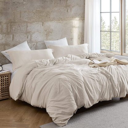 Natural Loft King Solid Duvet Cover Set