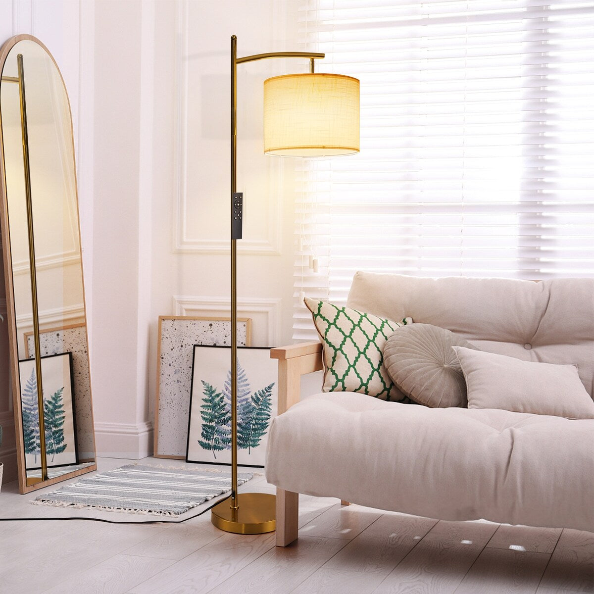 Netin 66 Dimmable LED Arched Floor Lamp with Remote - N/A