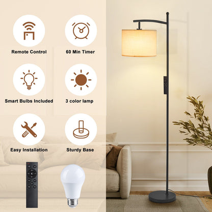 Netin 66 Arched Floor Lamp with Remote and Able to Rotate Lamp Shade