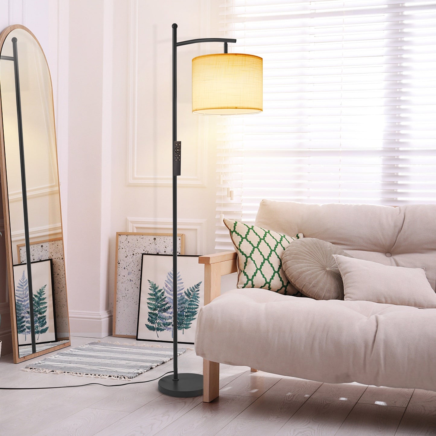 Netin 66 Arched Floor Lamp with Remote and Able to Rotate Lamp Shade