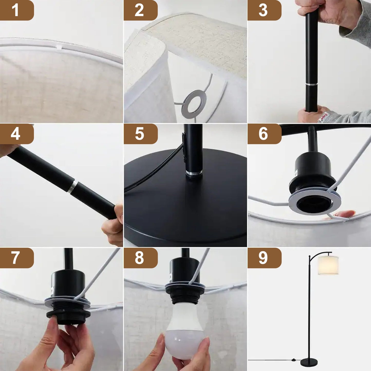 Netin 66 Arched Floor Lamp with Remote and Able to Rotate Lamp Shade