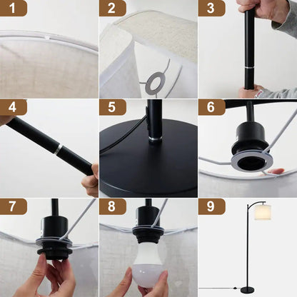 Netin 66 Arched Floor Lamp with Remote and Able to Rotate Lamp Shade