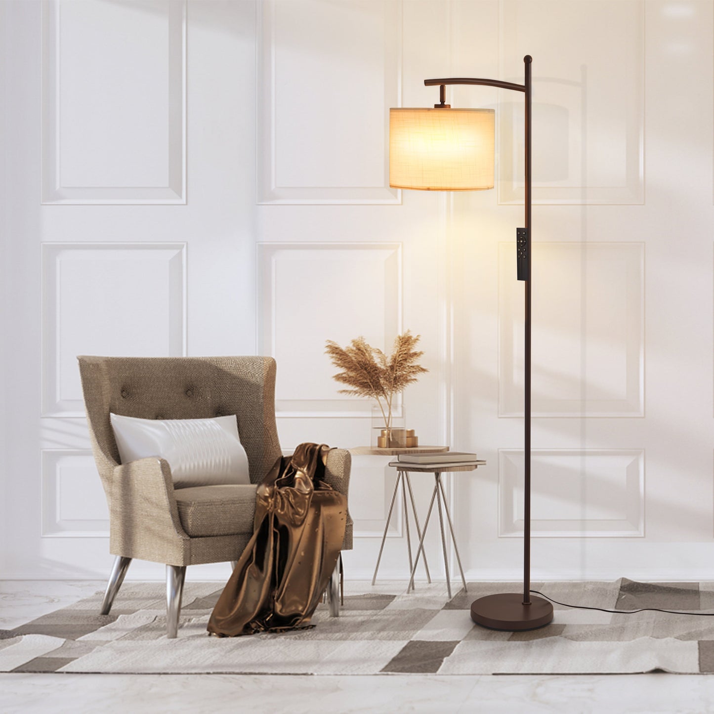 Netin 66 Arched Floor Lamp with Remote and Able to Rotate Lamp Shade