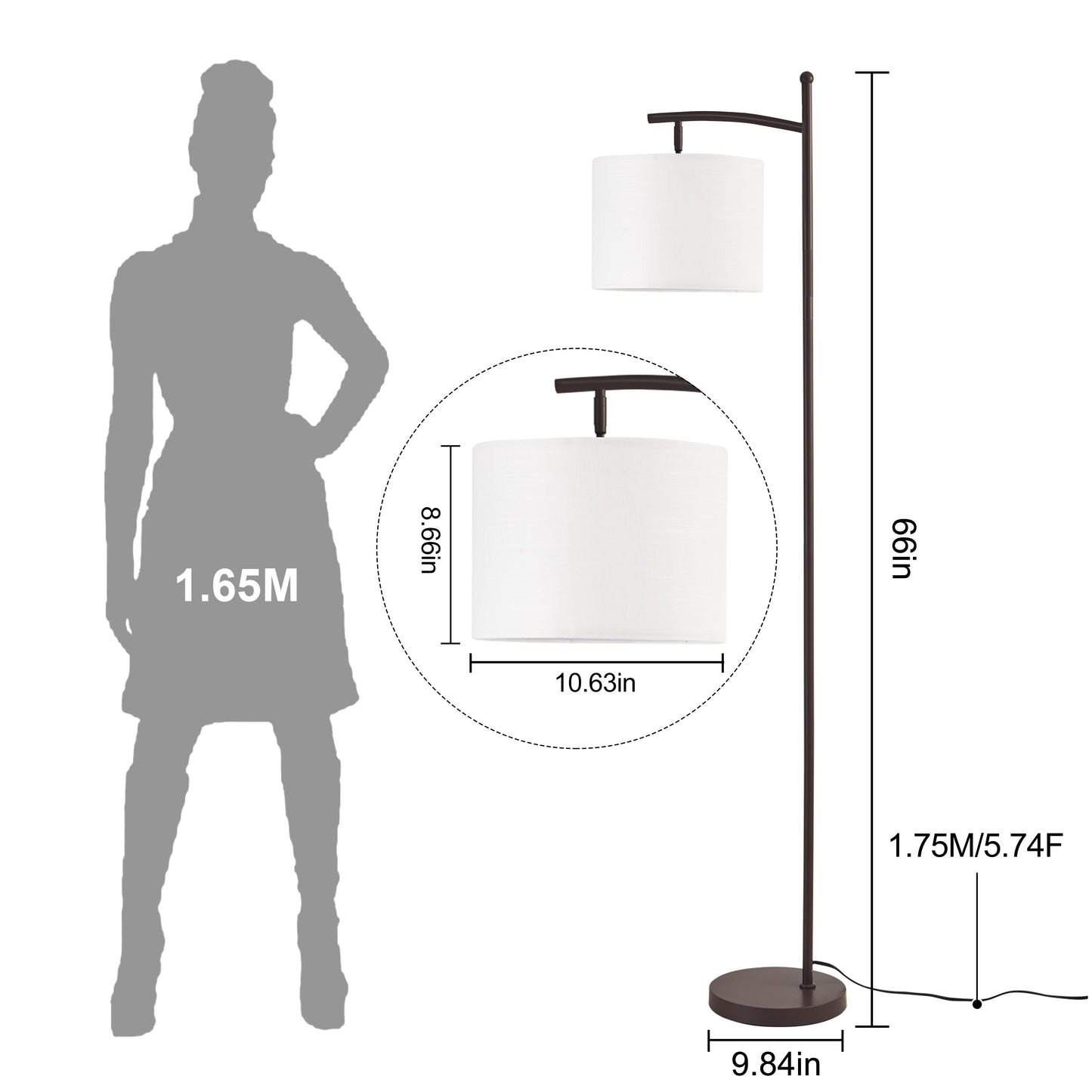 Netin 66 Arched Floor Lamp with Remote and Able to Rotate Lamp Shade