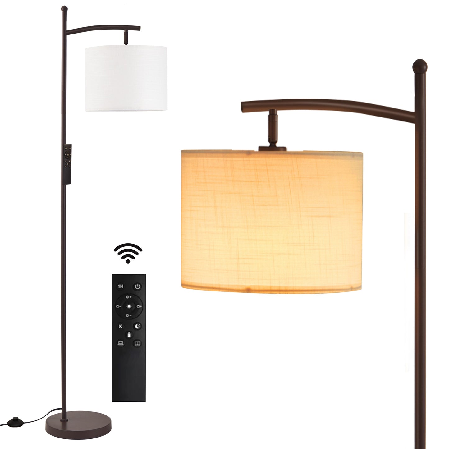 Netin 66 Arched Floor Lamp with Remote and Able to Rotate Lamp Shade