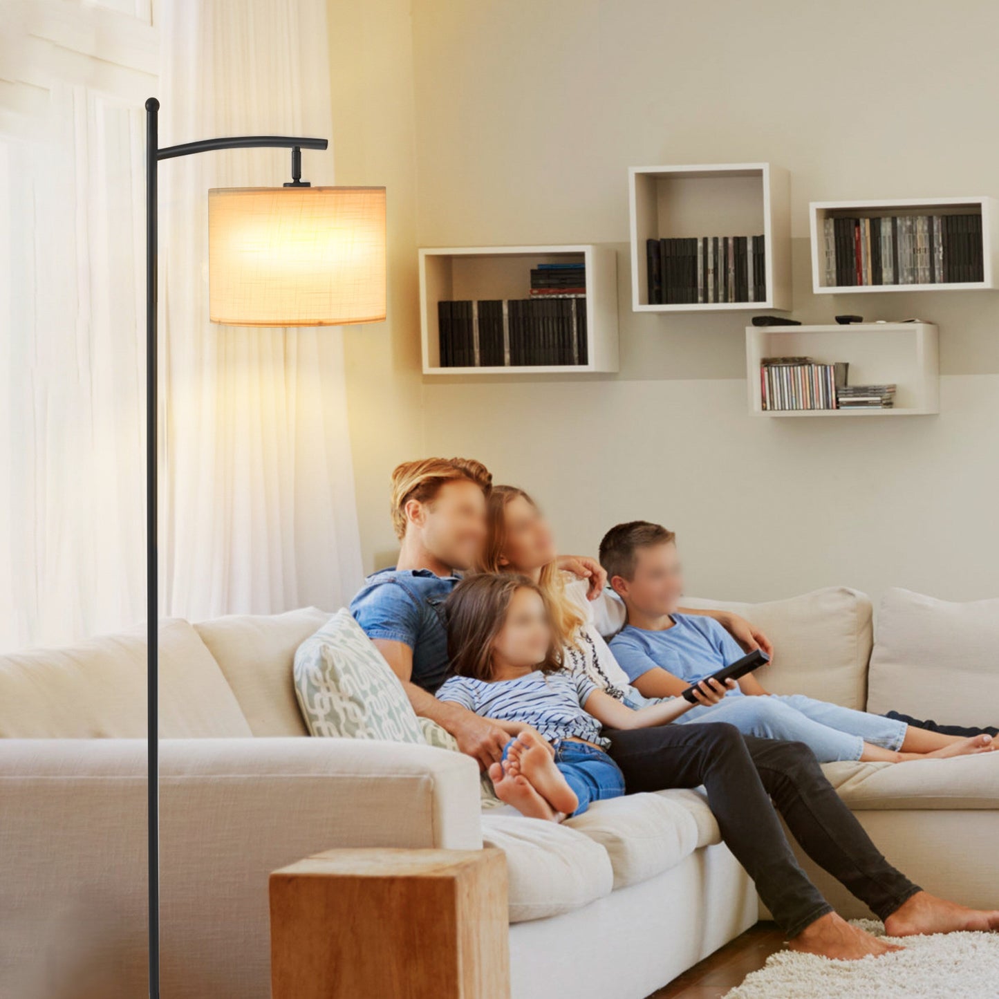 Netin 66 Arched Floor Lamp with Remote and Able to Rotate Lamp Shade