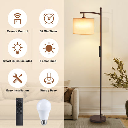 Netin 66 Arched Floor Lamp with Remote and Able to Rotate Lamp Shade