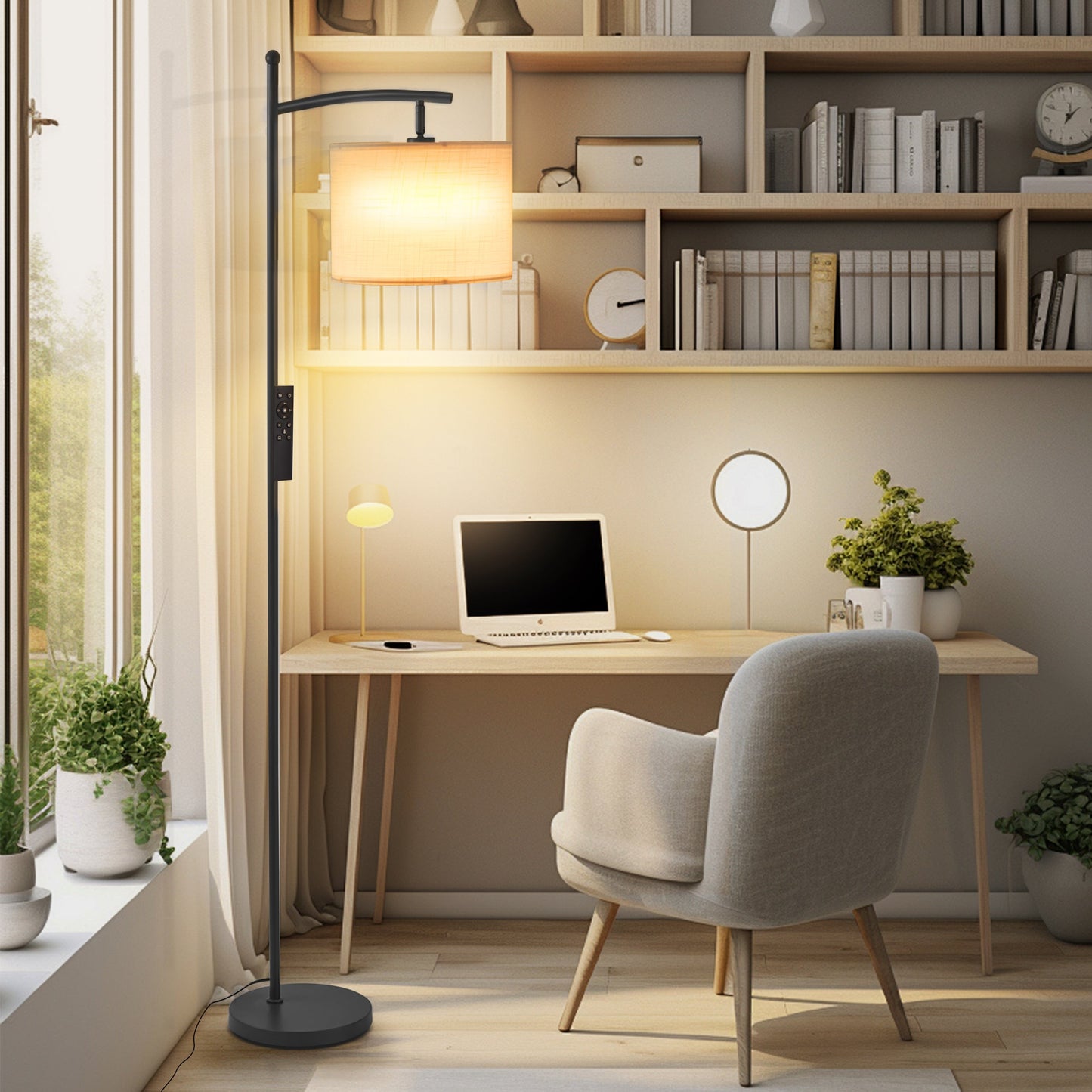 Netin 66 Arched Floor Lamp with Remote and Able to Rotate Lamp Shade