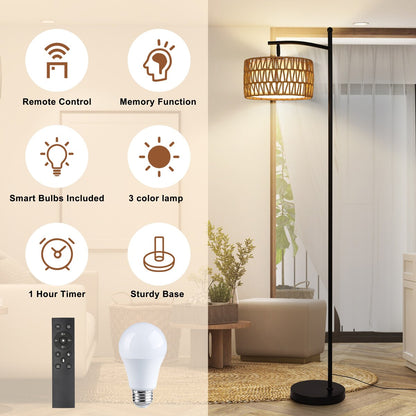 Netin 66 Dimmable LED Arched Floor Lamp with Remote - N/A