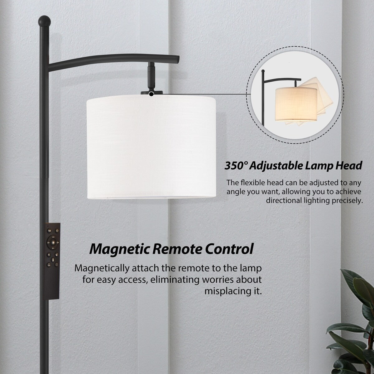 Netin 66 Dimmable LED Arched Floor Lamp with Remote - N/A