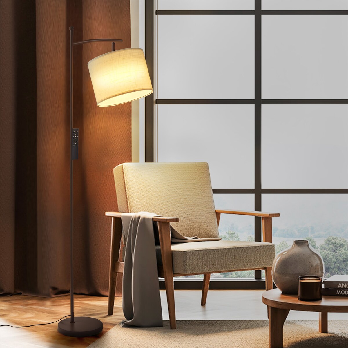 Netin 66 Dimmable LED Arched Floor Lamp with Remote - N/A