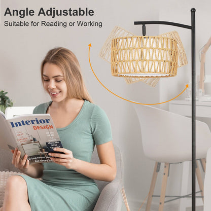 Netin 66 Dimmable LED Arched Floor Lamp with Remote - N/A