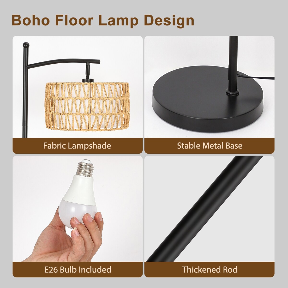 Netin 66 Dimmable LED Arched Floor Lamp with Remote - N/A