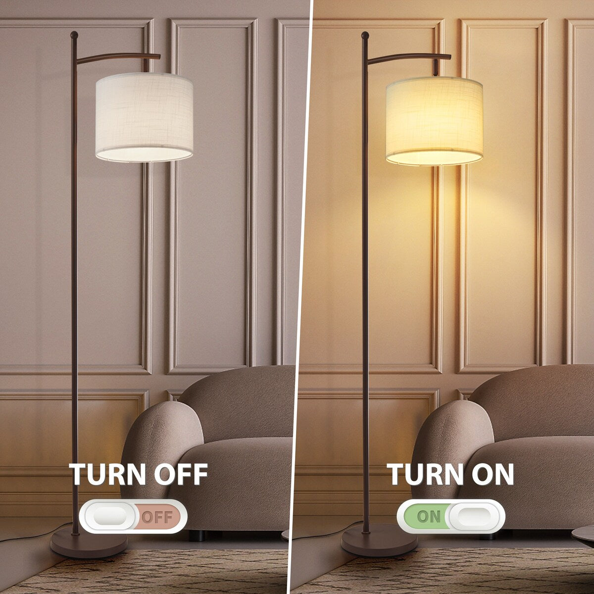 Netin 66 Dimmable LED Arched Floor Lamp with Remote - N/A