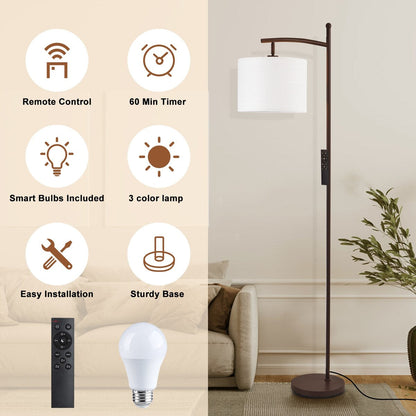 Netin 66 Dimmable LED Arched Floor Lamp with Remote - N/A