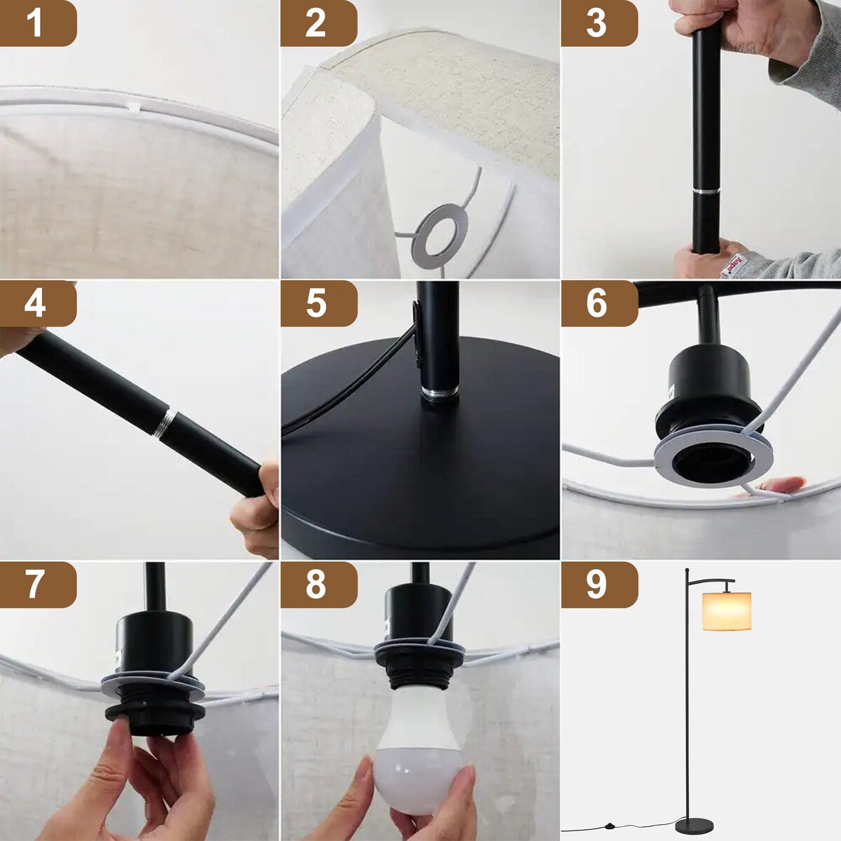 Netin 66 Dimmable LED Arched Floor Lamp with Remote - N/A