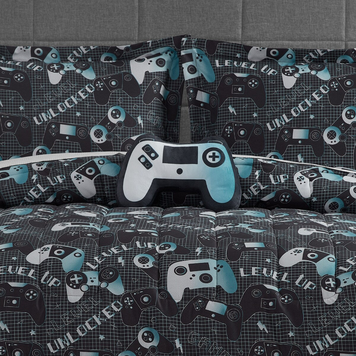 ALEX + BELLA Next Level Dark Grey/Blue Microfiber Comforter Set