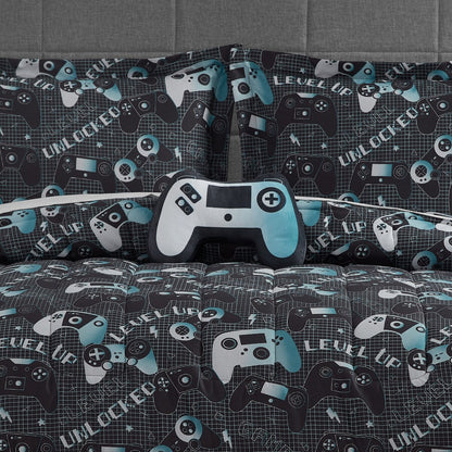 ALEX + BELLA Next Level Dark Grey/Blue Microfiber Comforter Set