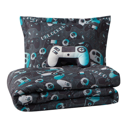 ALEX + BELLA Next Level Dark Grey/Blue Microfiber Comforter Set