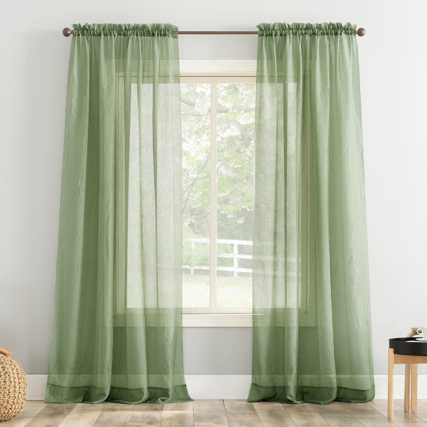 No. 918 Erica Crushed Voile Sheer Rod Pocket 1-Piece Curtain Panel, Single Panel
