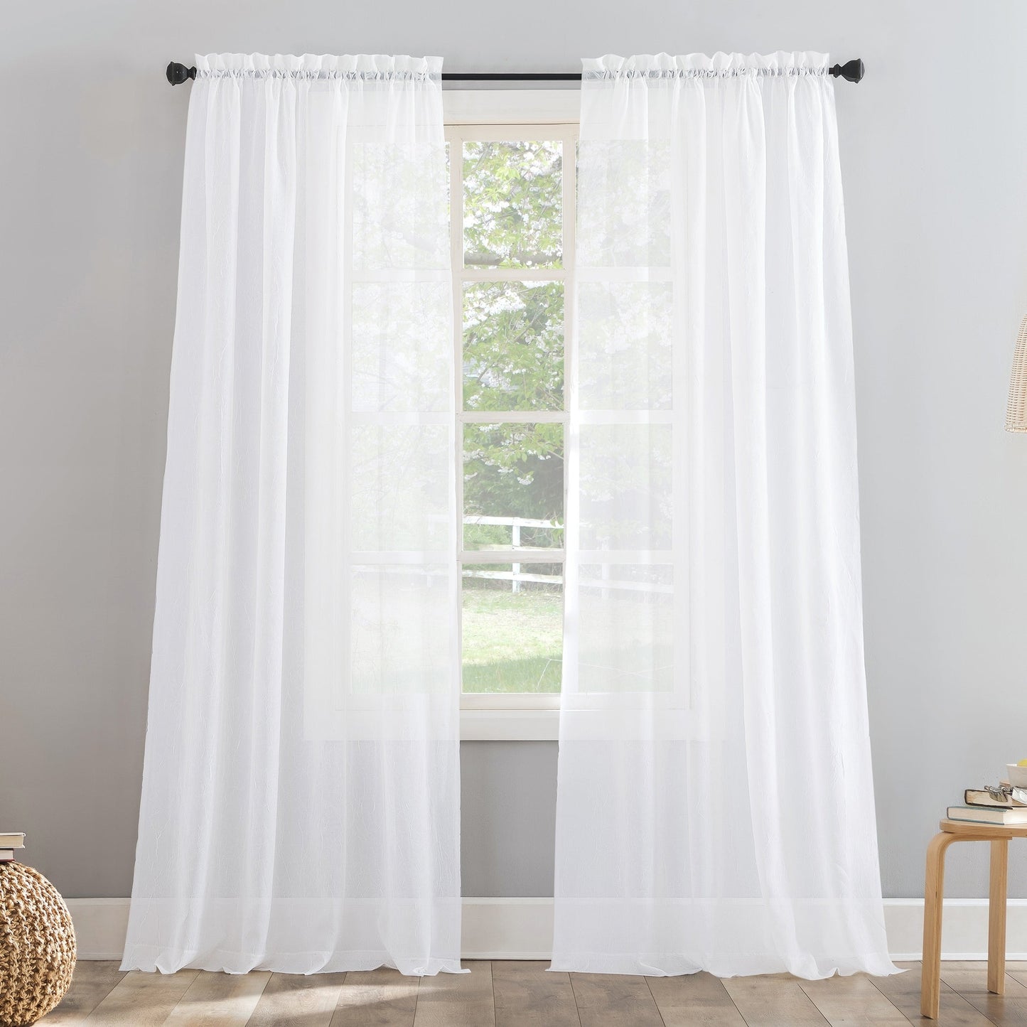 No. 918 Erica Crushed Voile Sheer Rod Pocket 1-Piece Curtain Panel, Single Panel