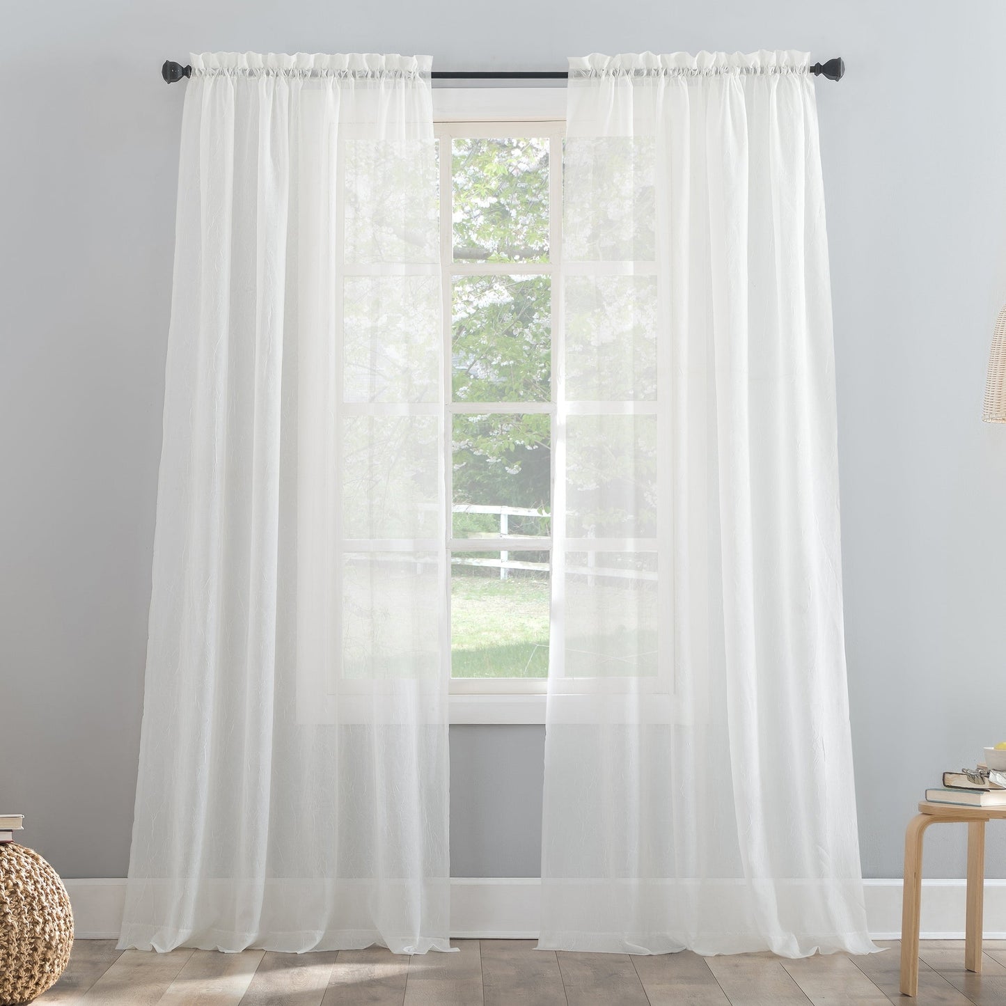 No. 918 Erica Crushed Voile Sheer Rod Pocket 1-Piece Curtain Panel, Single Panel