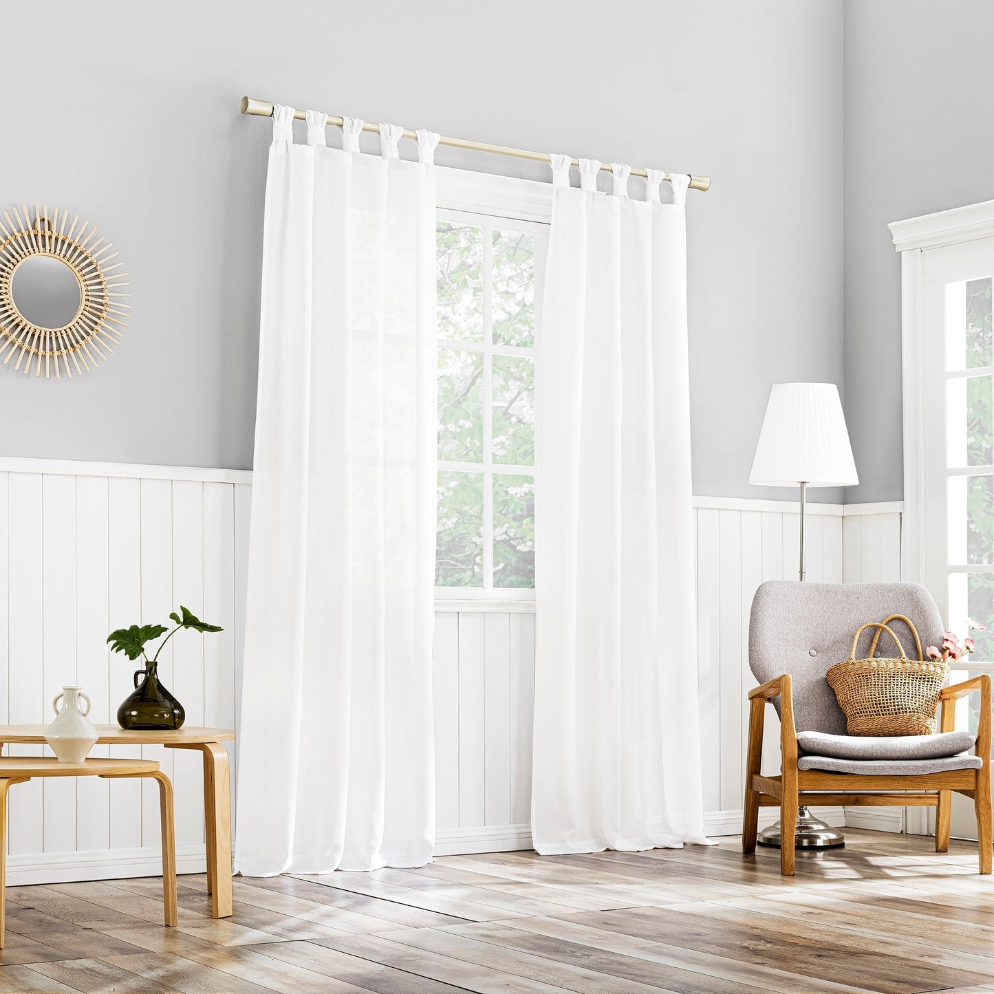 No. 918 Hathaway Twist Tab Semi-Sheer Tab Top Curtain Panel, Single Panel