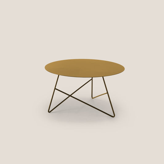 Ermione tavolino rotondo da salotto in metallo h35 oro