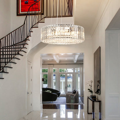 OYIPRO 6/8/12-Light Modern Round Crystal Chandelier Drum Shape Pendant Light for Kitchen Island