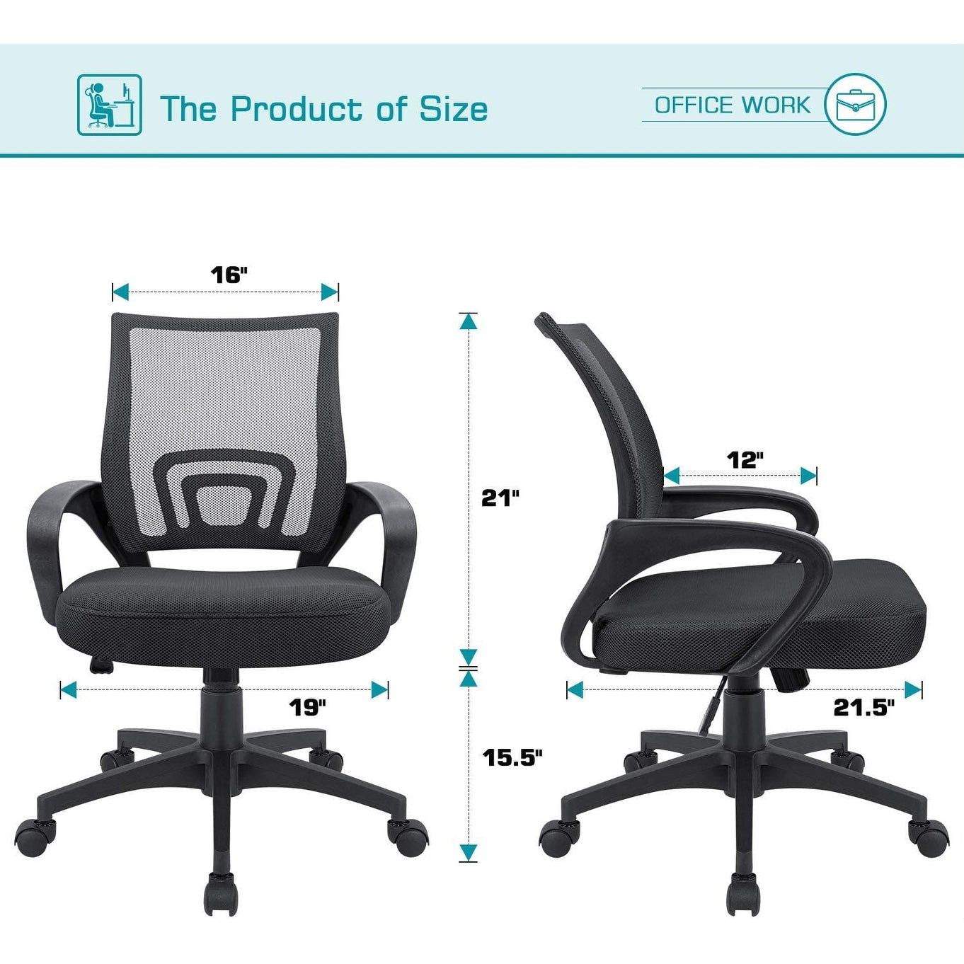 Office Chair Mesh Chair Computer Desk Chair with Armrest