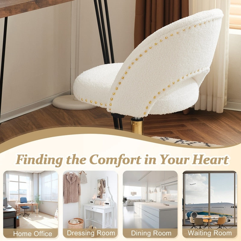 Office Chair Velvet Desk Chair Swivel Armchair Cute Modern Fabric Home Office Desk Chairs with Wheels