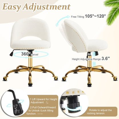 Office Chair Velvet Desk Chair Swivel Armchair Cute Modern Fabric Home Office Desk Chairs with Wheels