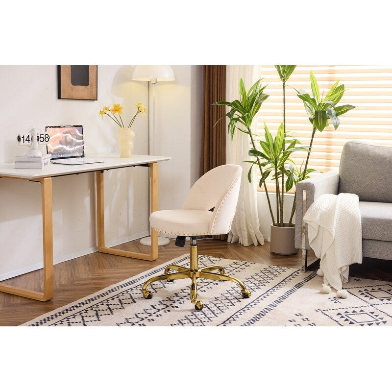 Office Chair Velvet Desk Chair Swivel Armchair Cute Modern Fabric Home Office Desk Chairs with Wheels