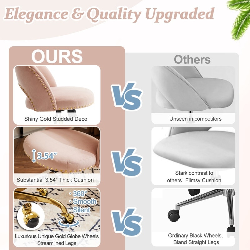 Office Chair Velvet Desk Chair Swivel Armchair Cute Modern Fabric Home Office Desk Chairs with Wheels