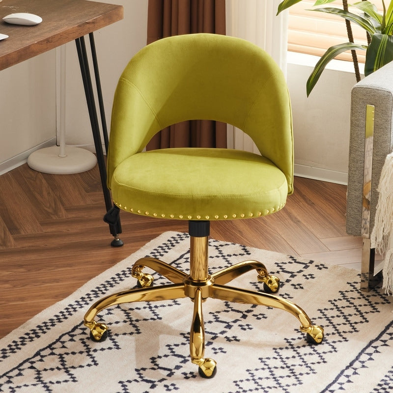 Office Chair Velvet Desk Chair Swivel Armchair Cute Modern Fabric Home Office Desk Chairs with Wheels