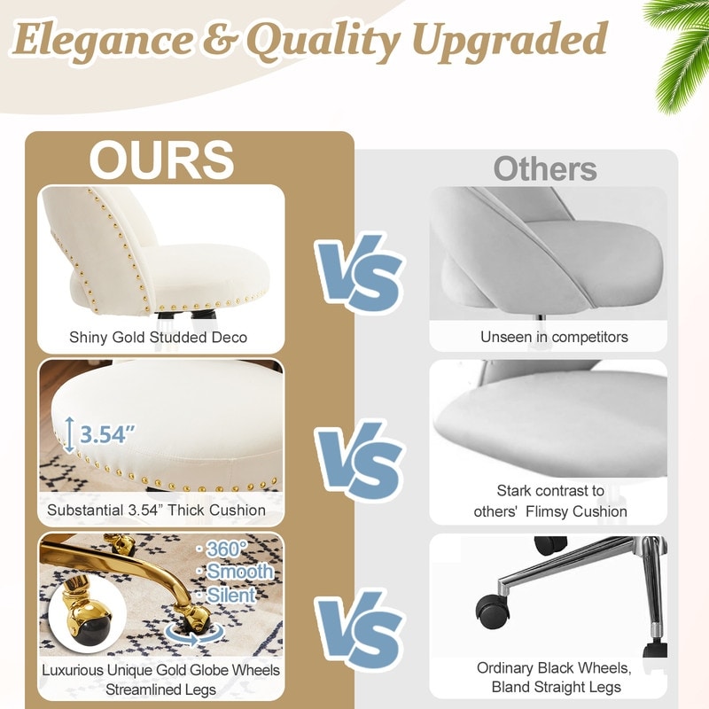 Office Chair Velvet Desk Chair Swivel Armchair Cute Modern Fabric Home Office Desk Chairs with Wheels