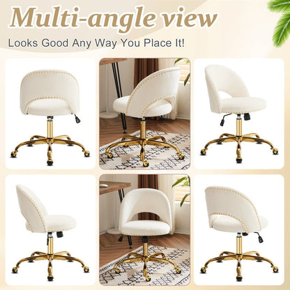 Office Chair Velvet Desk Chair Swivel Armchair Cute Modern Fabric Home Office Desk Chairs with Wheels