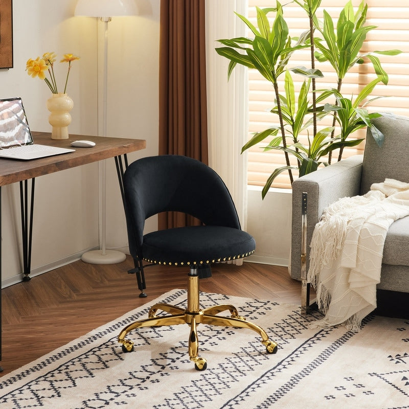 Office Chair Velvet Desk Chair Swivel Armchair Cute Modern Fabric Home Office Desk Chairs with Wheels