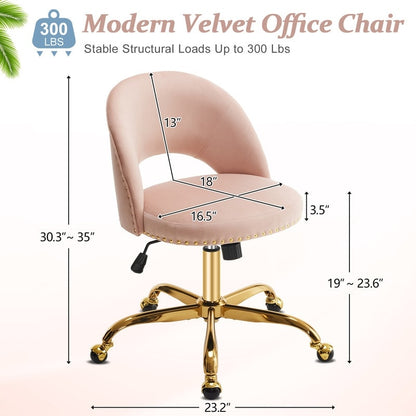 Office Chair Velvet Desk Chair Swivel Armchair Cute Modern Fabric Home Office Desk Chairs with Wheels