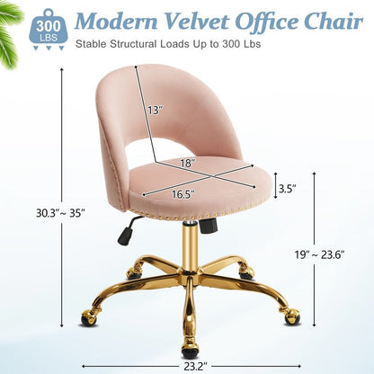 Office Chair Velvet Desk Chair Swivel Armchair Cute Modern Fabric Home Office Desk Chairs with Wheels