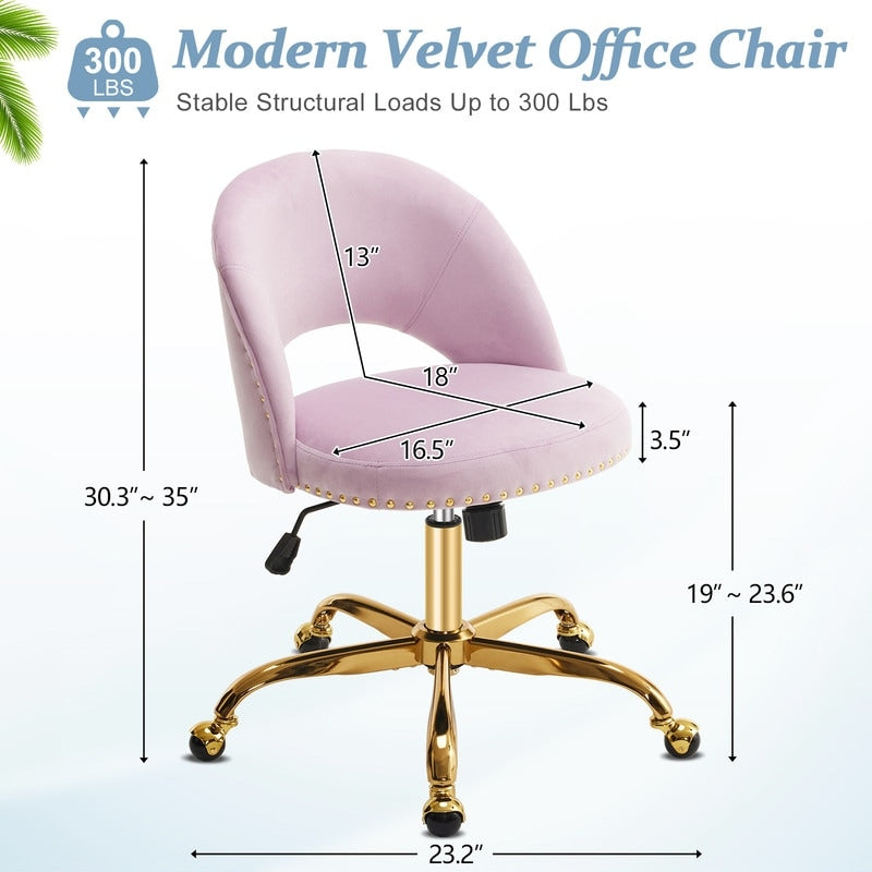 Office Chair Velvet Desk Chair Swivel Armchair Cute Modern Fabric Home Office Desk Chairs with Wheels