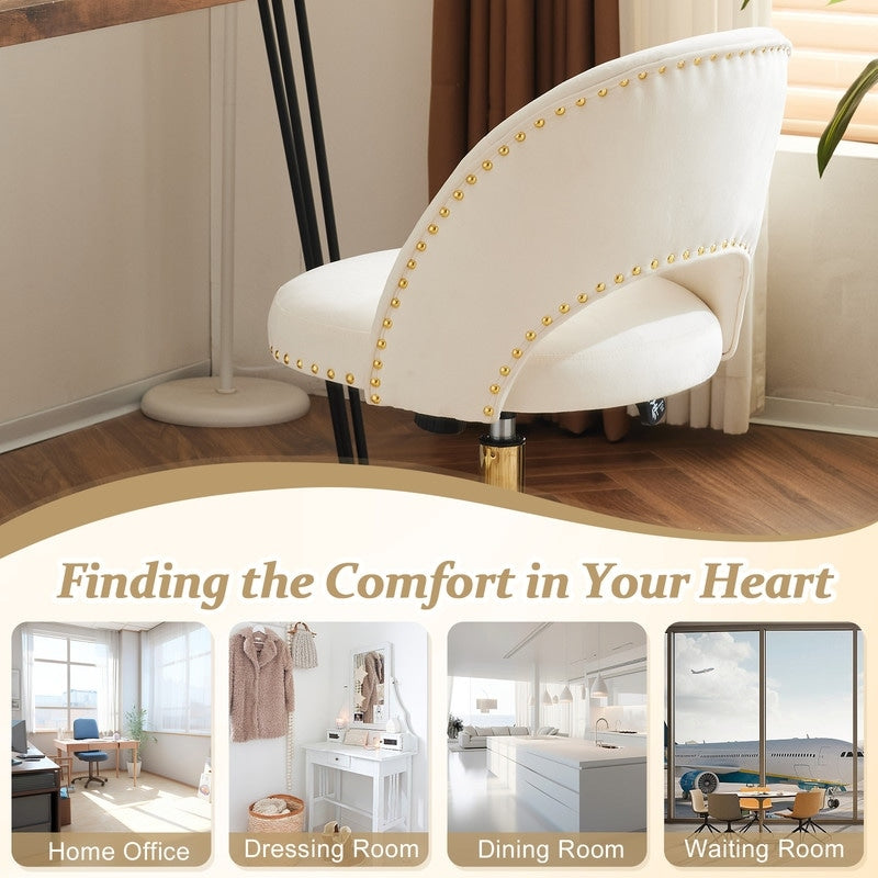 Office Chair Velvet Desk Chair Swivel Armchair Cute Modern Fabric Home Office Desk Chairs with Wheels