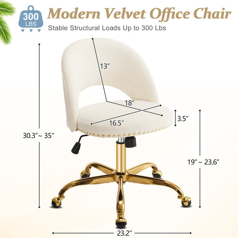 Office Chair Velvet Desk Chair Swivel Armchair Cute Modern Fabric Home Office Desk Chairs with Wheels