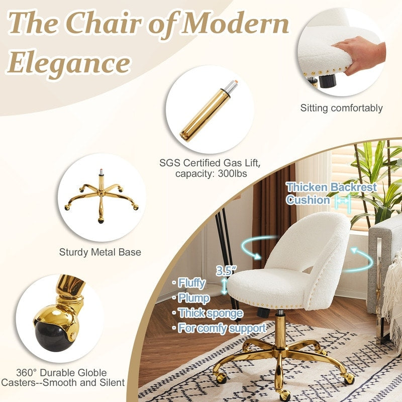 Office Chair Velvet Desk Chair Swivel Armchair Cute Modern Fabric Home Office Desk Chairs with Wheels