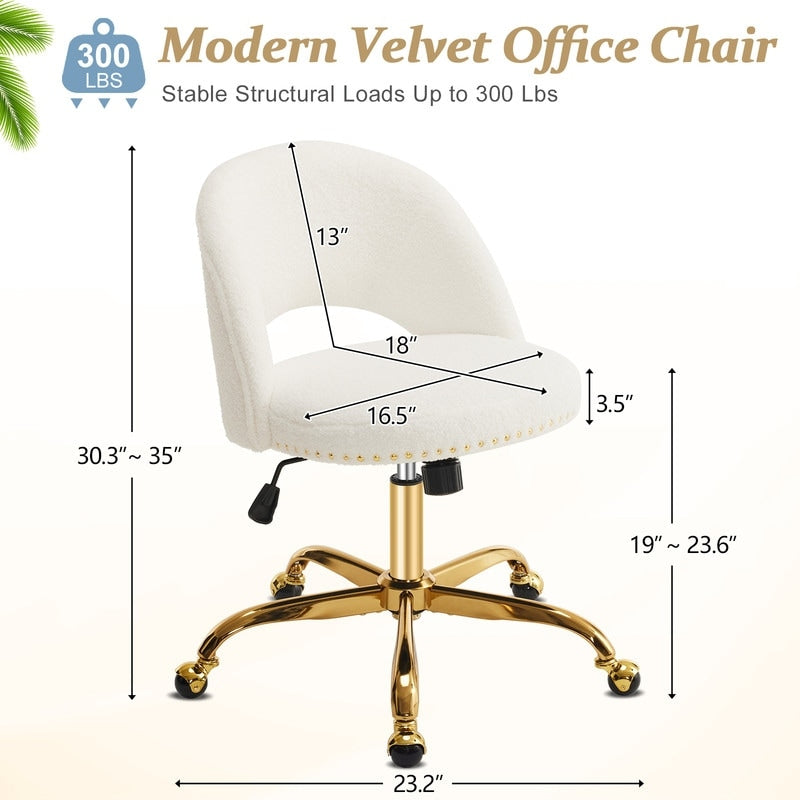Office Chair Velvet Desk Chair Swivel Armchair Cute Modern Fabric Home Office Desk Chairs with Wheels