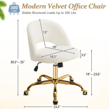 Office Chair Velvet Desk Chair Swivel Armchair Cute Modern Fabric Home Office Desk Chairs with Wheels