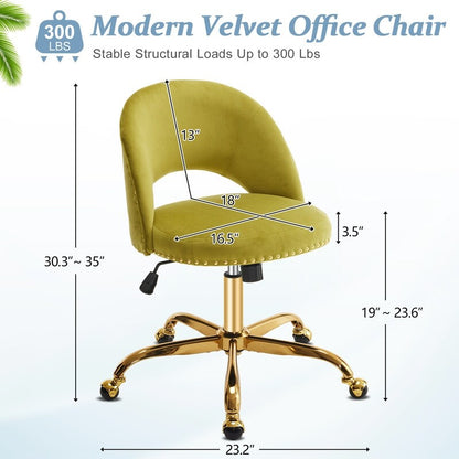 Office Chair Velvet Desk Chair Swivel Armchair Cute Modern Fabric Home Office Desk Chairs with Wheels